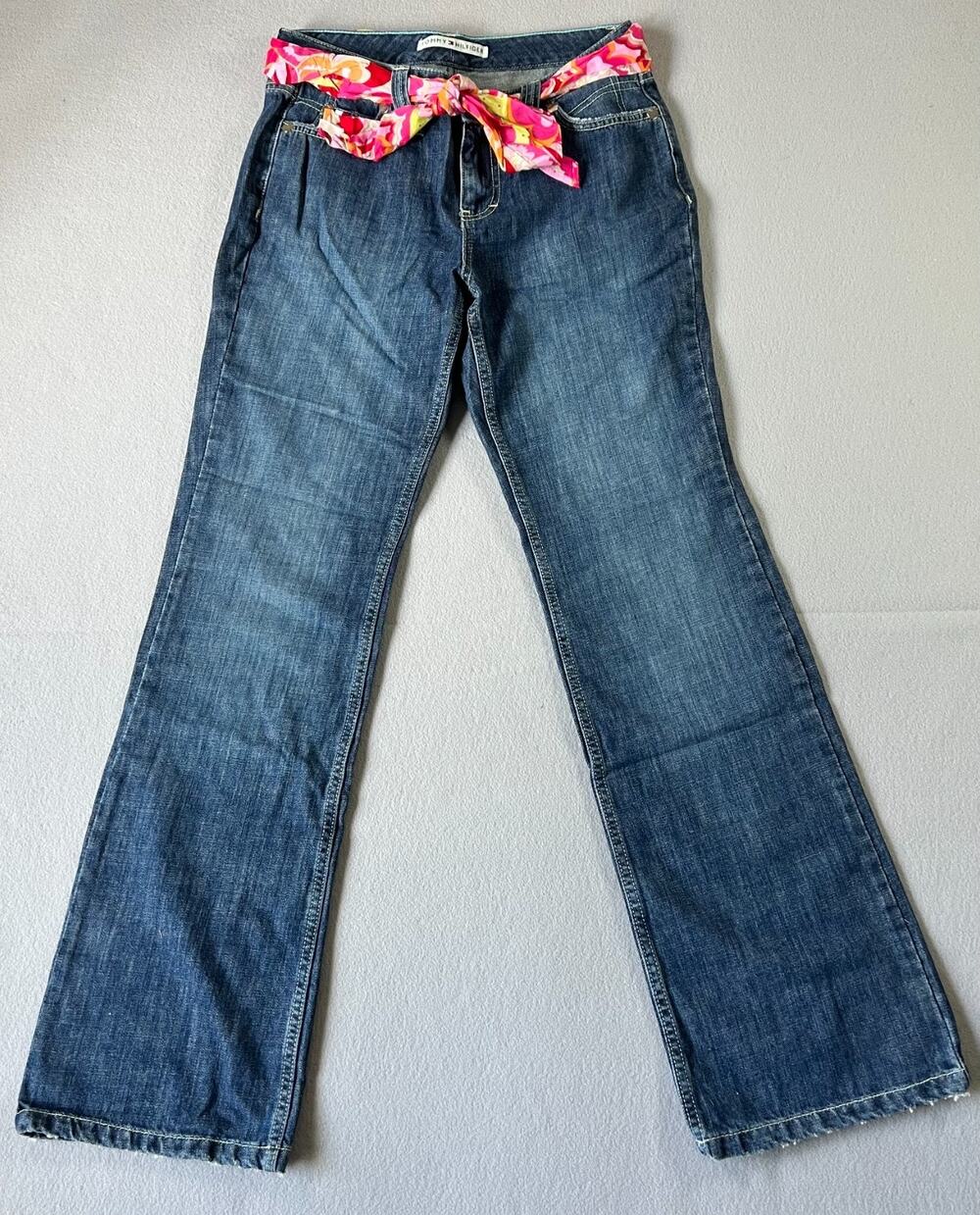 Tommy Hilfiger Women's Jeans w/ Floral Sash/Scarve Belt, Size 4 (28.5" x 30")